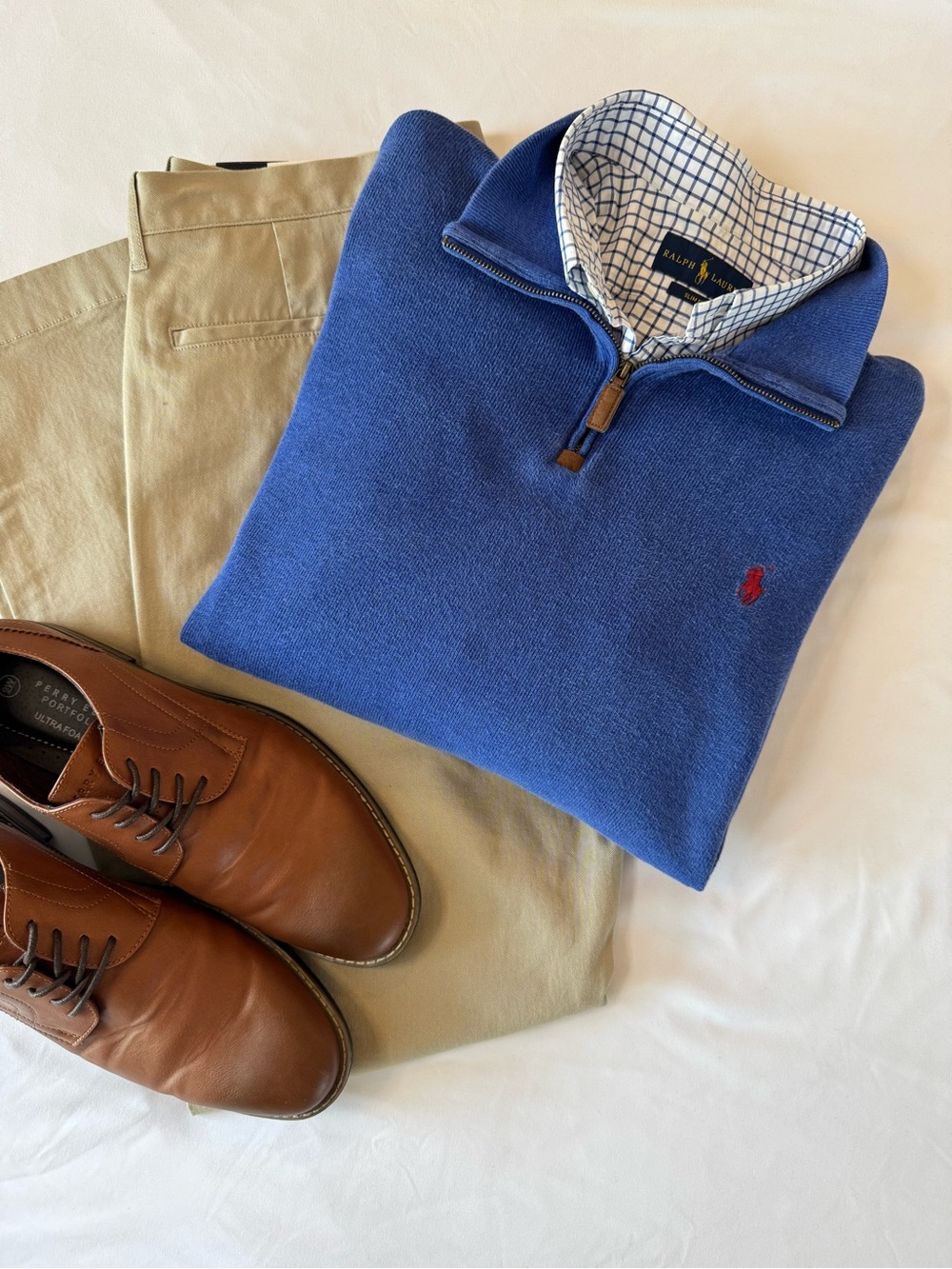 Ralph Lauren Blue Half-Zip Sweater with Red Pony